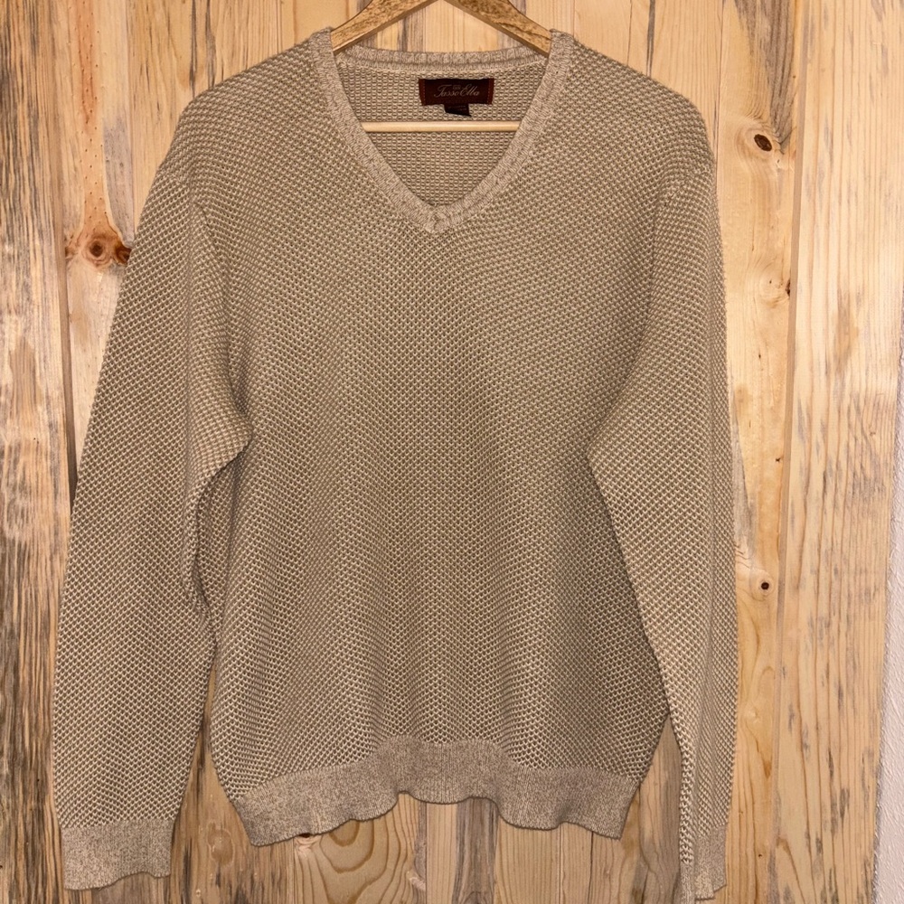Tasso Elba Men's Tan V-Neck Sweater
